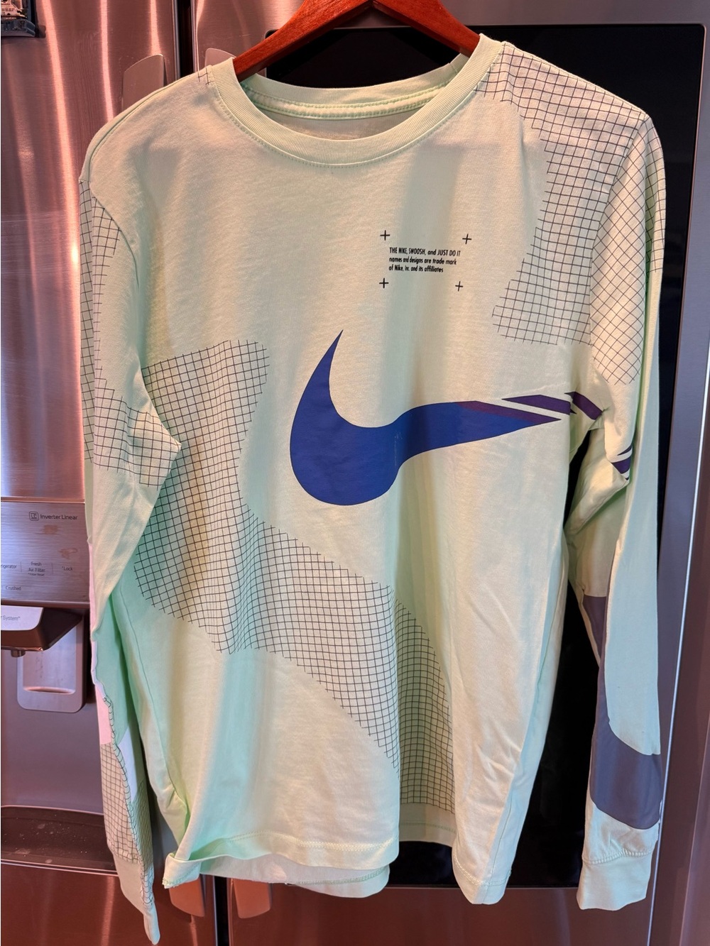 Nike Long Sleeve Tee in Mint with Blue Swoosh